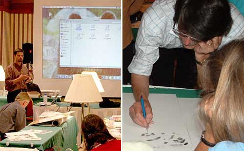 Rich Adams presentation and Mike Sibley demonstrating a drawing technique
