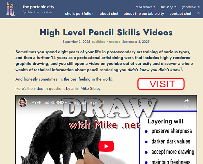 Portable City commendation of Mike Sibley how-to-draw videos