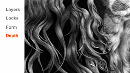 Creating hair in  depth in a pencil drawing