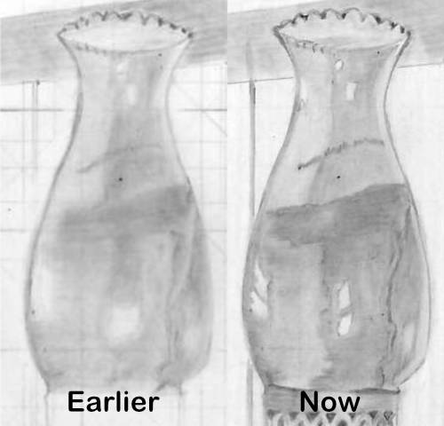 The oil lamp's chimney from Susie's drawing - Drawspace Beginners online drawing course