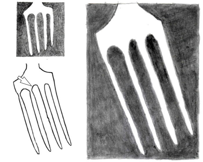 Drawing a fork using the negative space around it